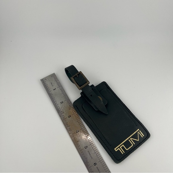 Tumi Hunter Green Leather Luggage ID Name Tag Vintage Accessories - Picture 3 of 16